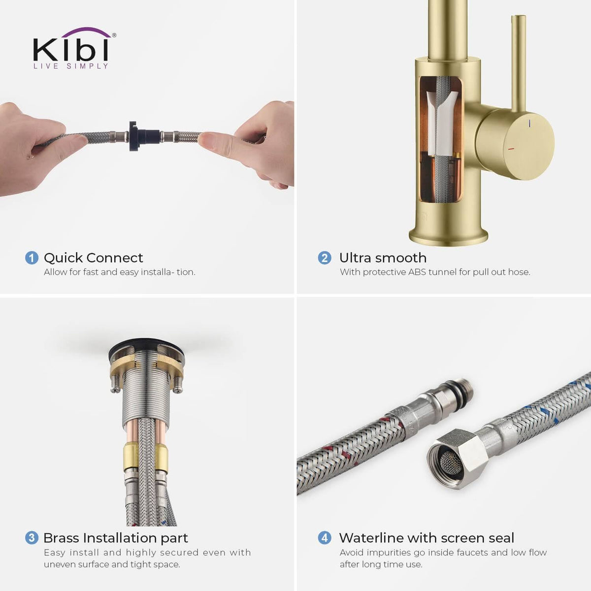Single Hole Pull-Down Kitchen Faucet with Soap Dispenser Brushed Nickel L5730