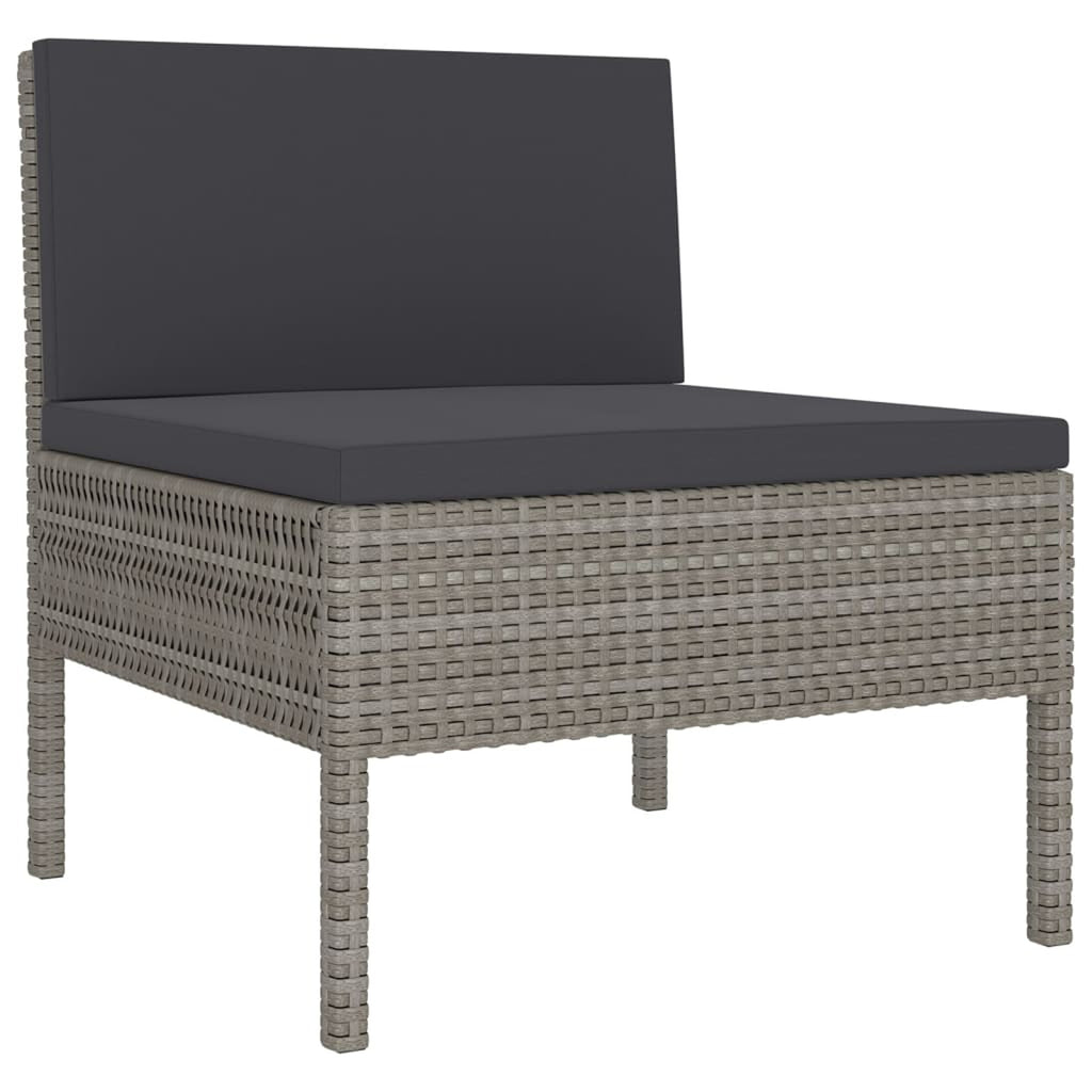 9 Piece Gray Poly Rattan Outdoor Sectional Sofa Set with Coffee Table E904088