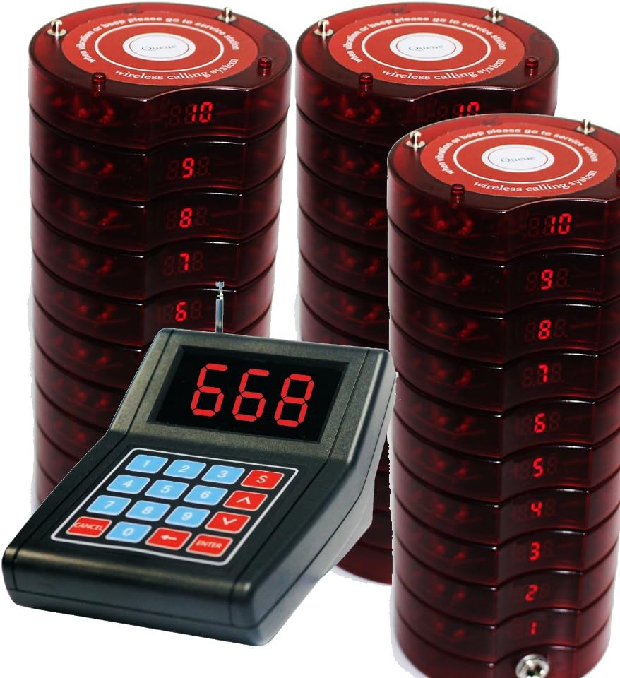 30 Coaster Pagers + 1 Keypad Wireless Calling System A65357