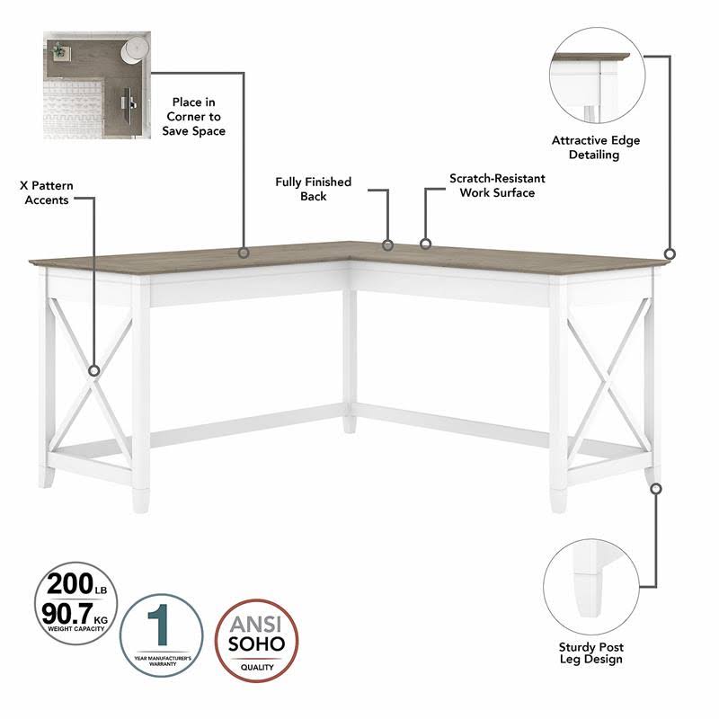 L-shaped Desk with 2-drawer lateral filing cabinet B535109