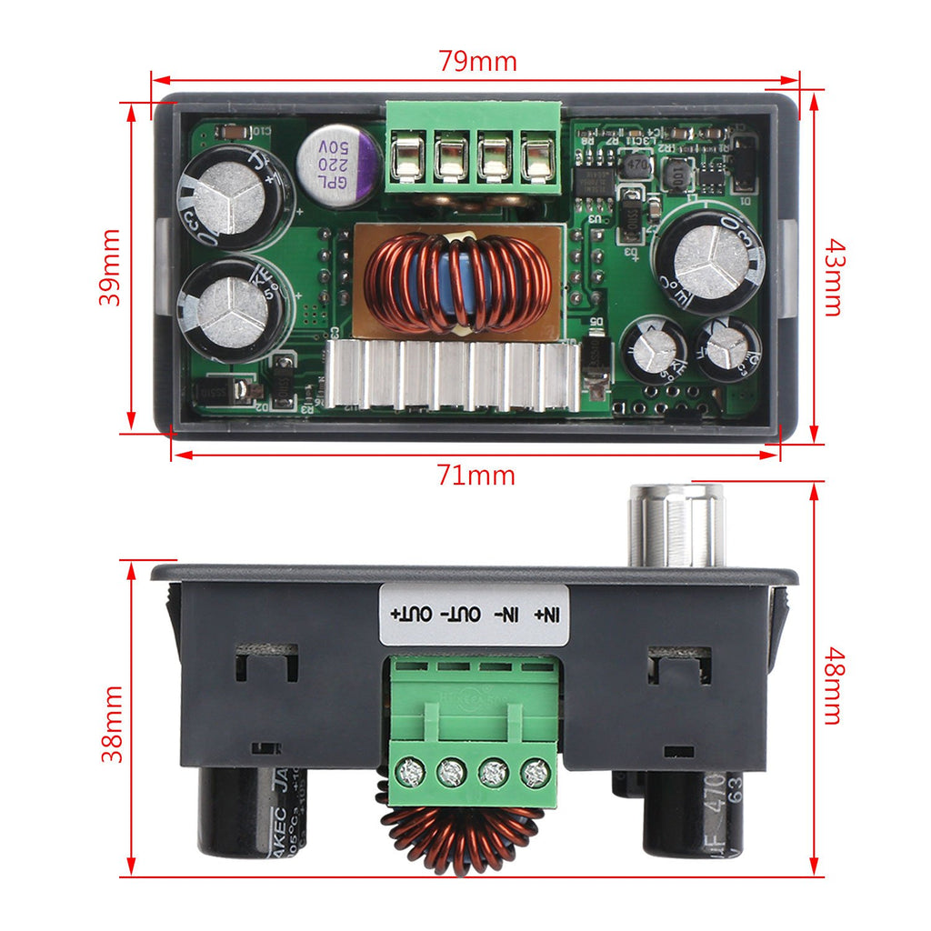 DC 6-55V to 0-50V 5A Buck Voltage Regulator LCD Display Pack of 2 N513090