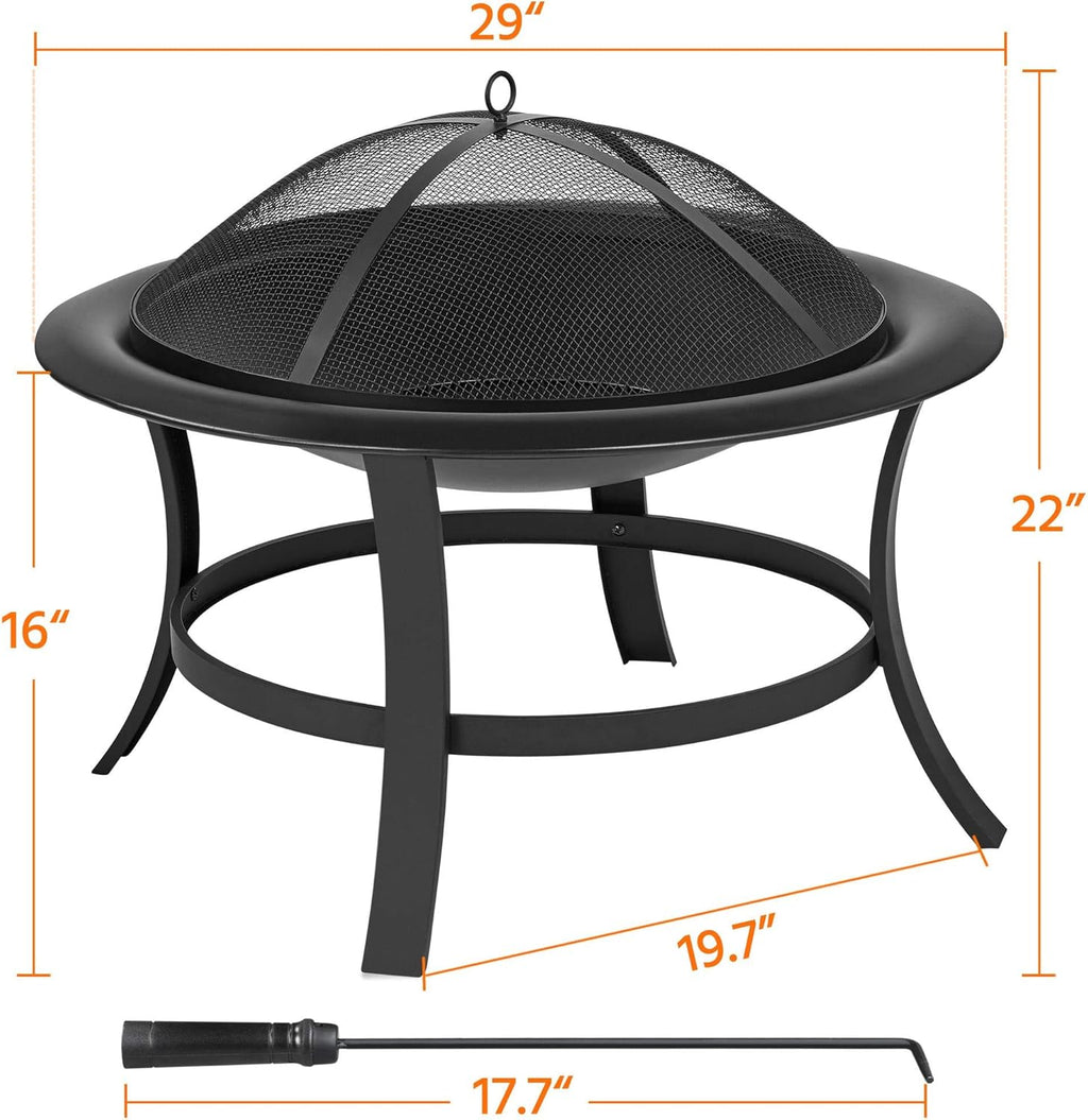 29'' Wood Burning Fire Pit with Grate & Spark Screen Cover J273149