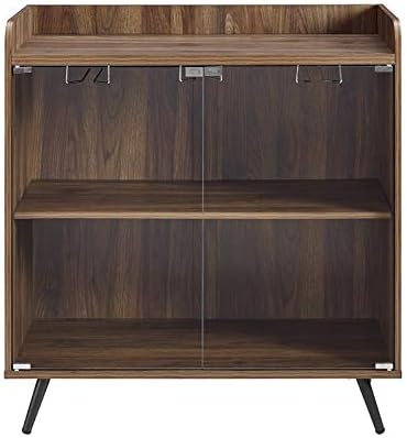 Dark Walnut Glass Door Bar Cabinet V6321