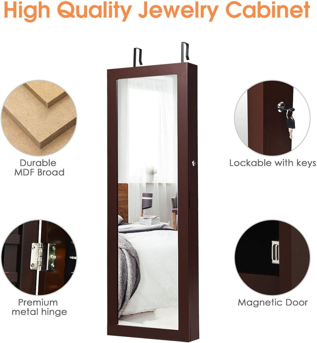 Jewelry Armoire with Full Length Mirror and 2 Drawers H611515