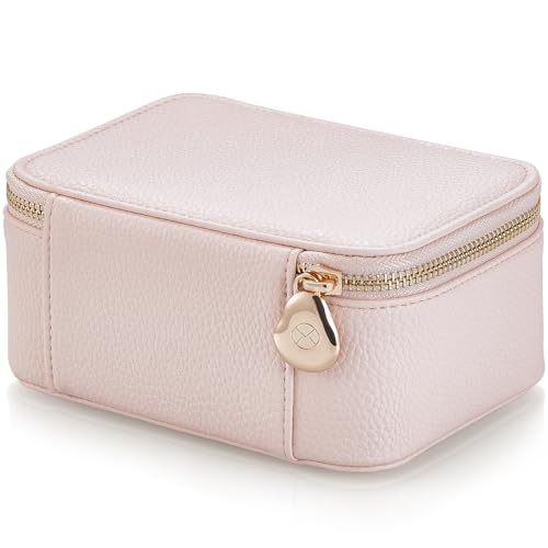 Green PU Leather Small Jewelry Case with 6 Zipper Velvet Bags P10380