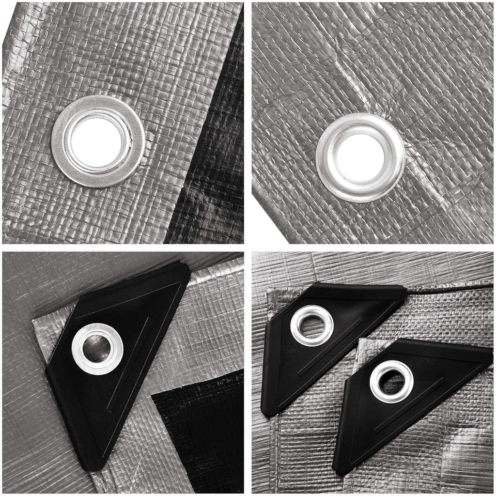 10x15ft Heavy Duty Reinforced Poly Tarp Waterproof Tarpaulin 10-mil Ground Sheet Camping Tent Cover with Eyelets Pack of 2 B62634