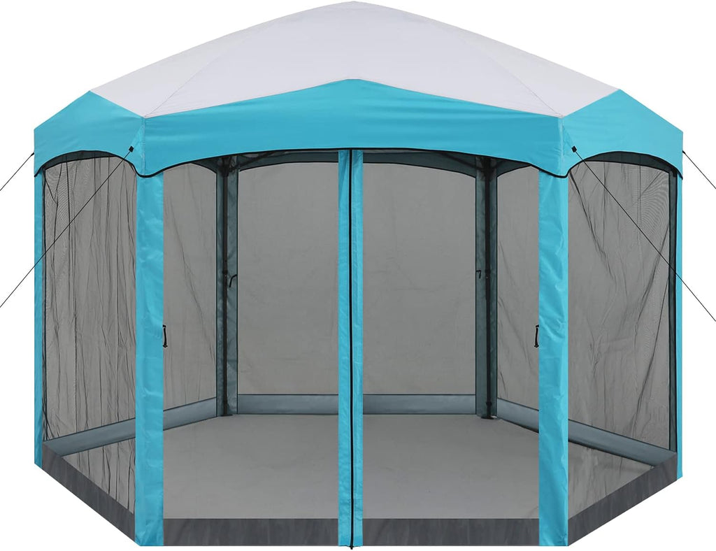 12x12 ft Hexagon Pop Up Gazebo with Netting D509