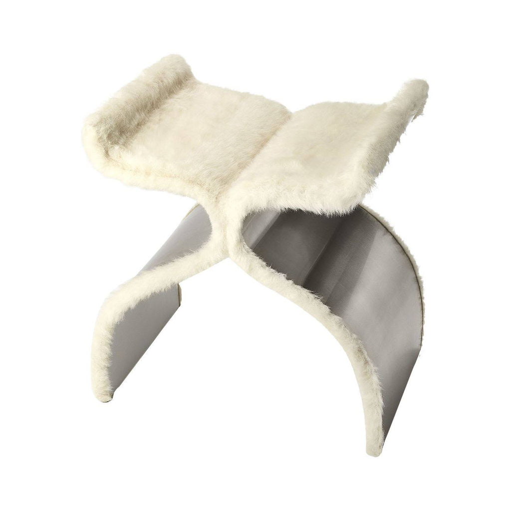Faux Fur Silver Stool J258