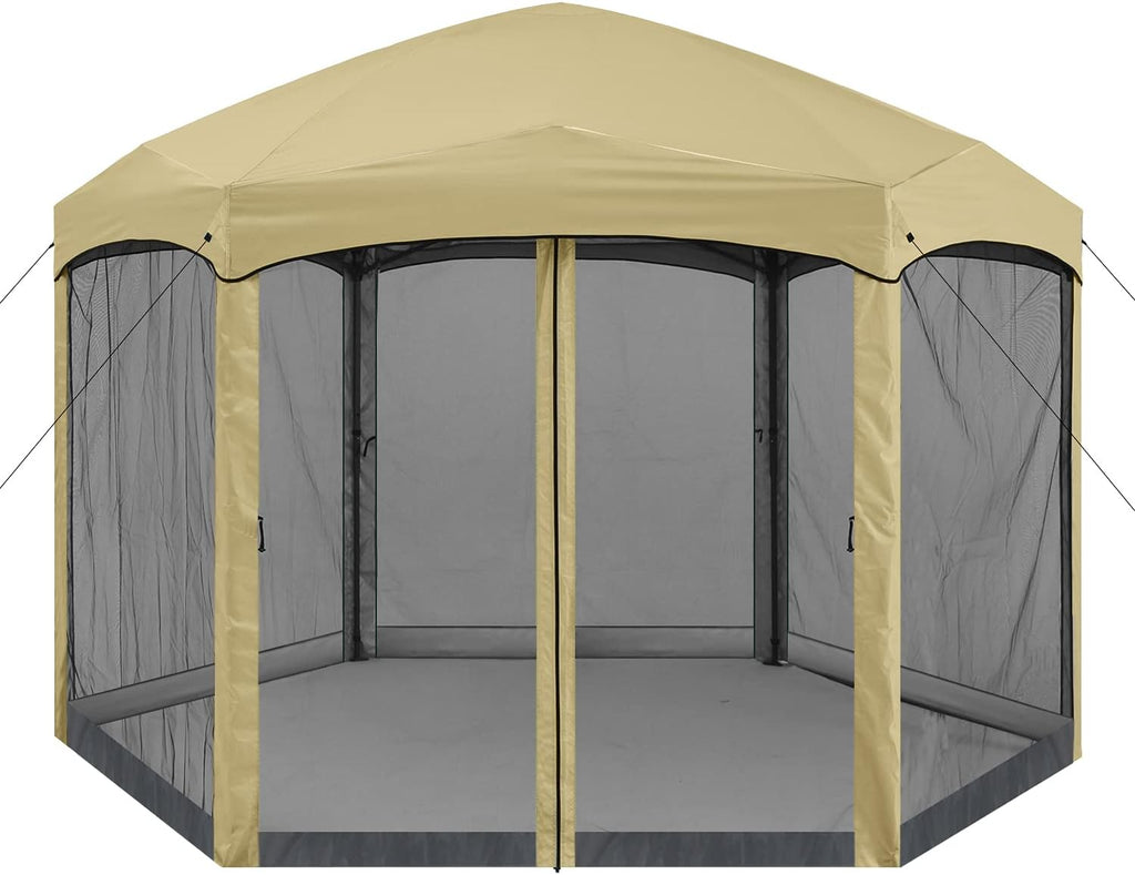 12x12 ft Hexagon Pop Up Gazebo with Netting D509