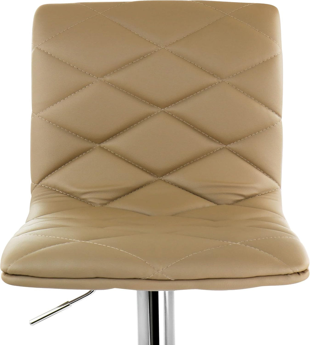 2 Piece Adjustable Faux Leather Bar Stool in Camel with Chrome Base E36561