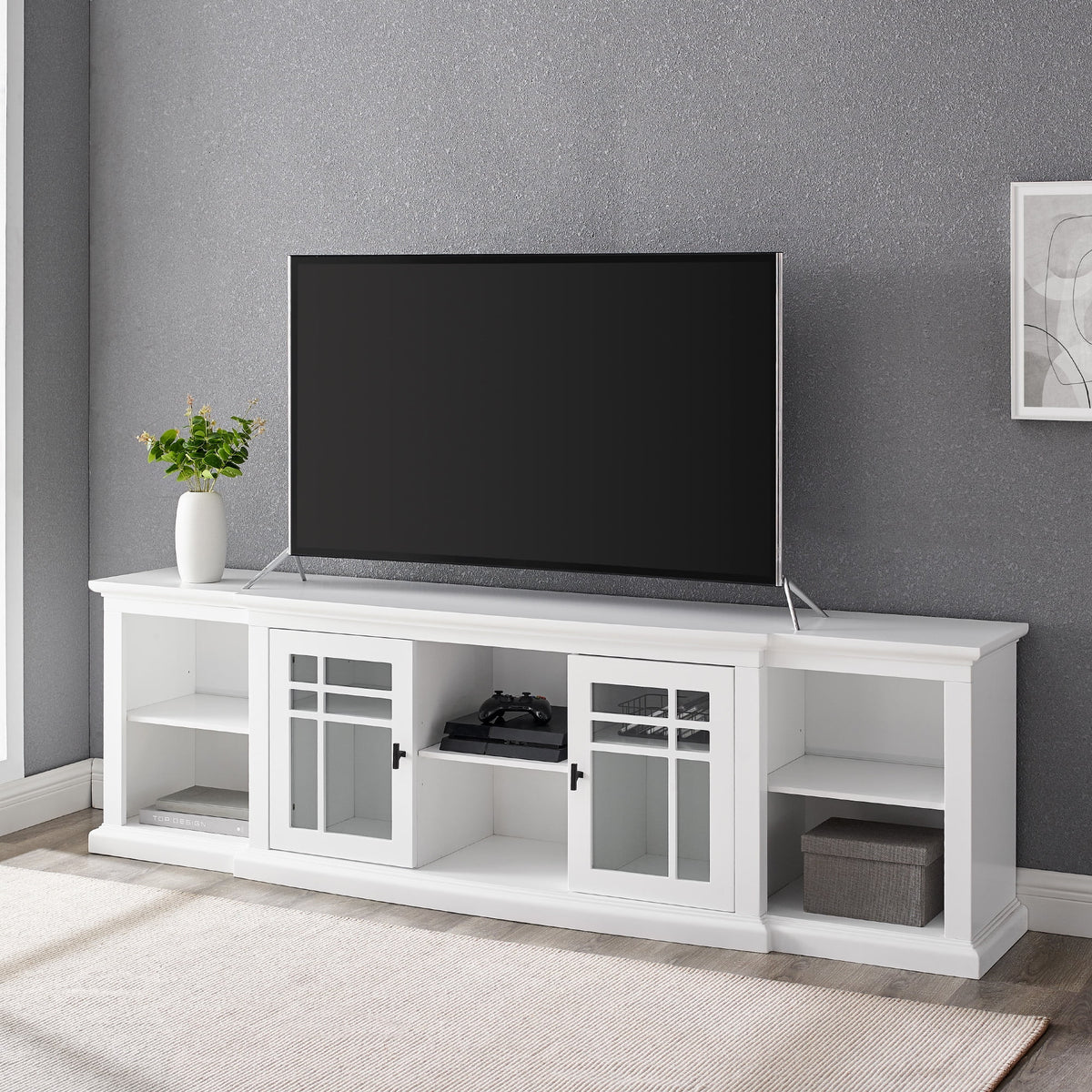 White Glass-Door TV Stand X493791
