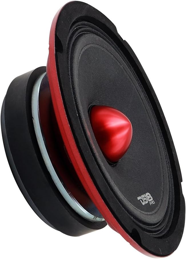 6.5 Midrange Red Aluminum Bullet 4 Ohms Car Audio Door Speakers Pack of 2 A8643