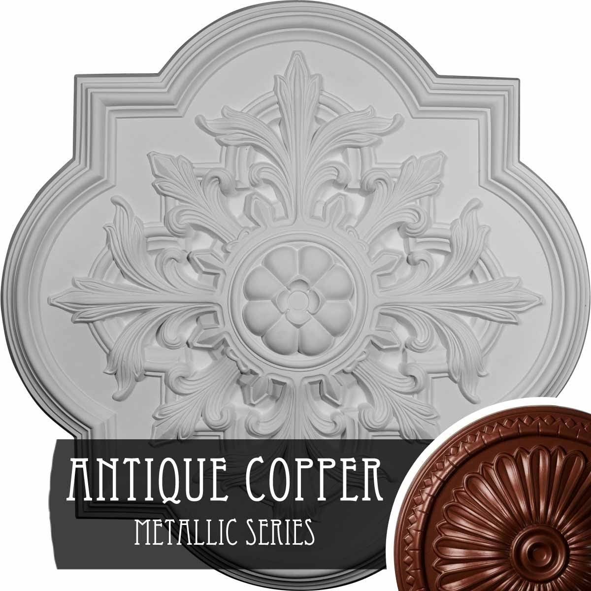31 1/4x22OD x 2x22P Ceiling Medallion Hand-Painted Walnut K5345