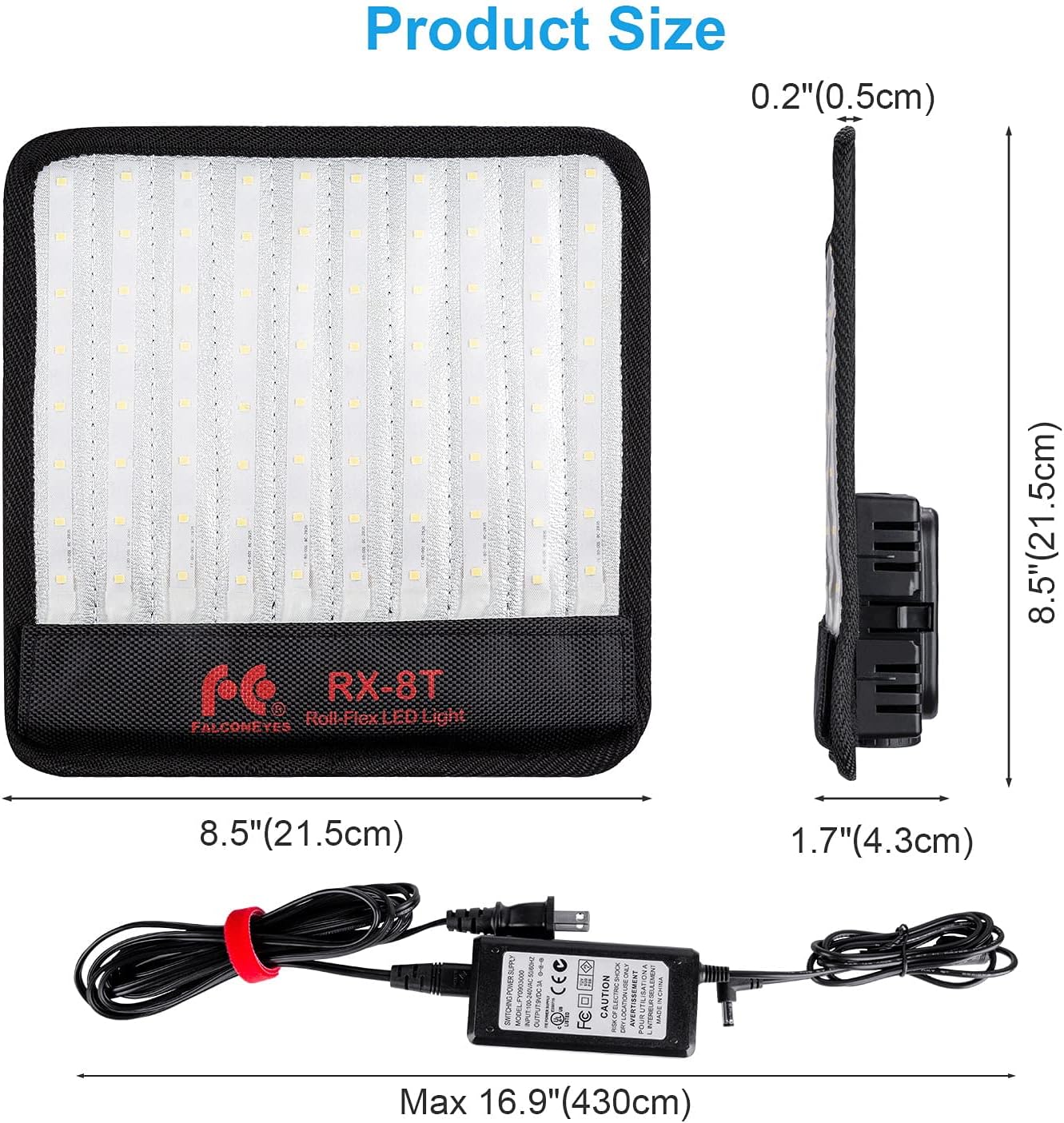 Foldable Flexible LED Light Panel Kit 5600K CRI95 On-Camera Lamp Daylight Splash-Proof R27113