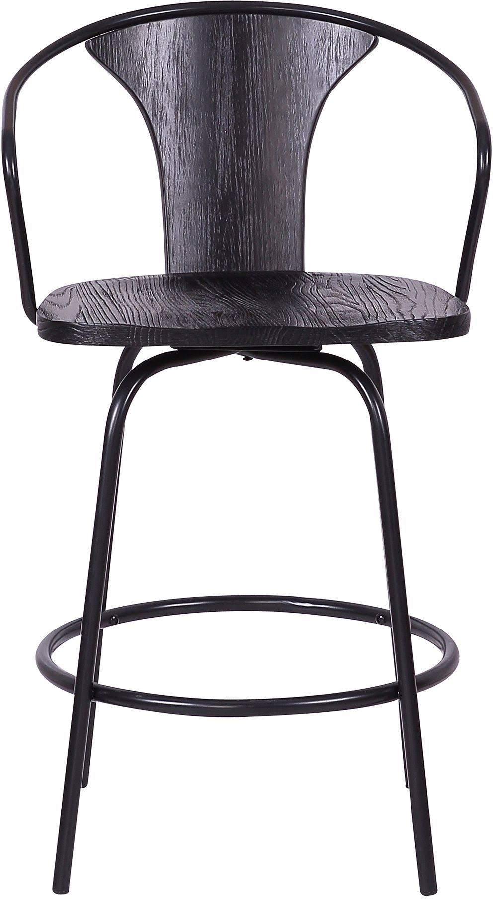 Swivel Black Wood and Metal Bar Stool N1313