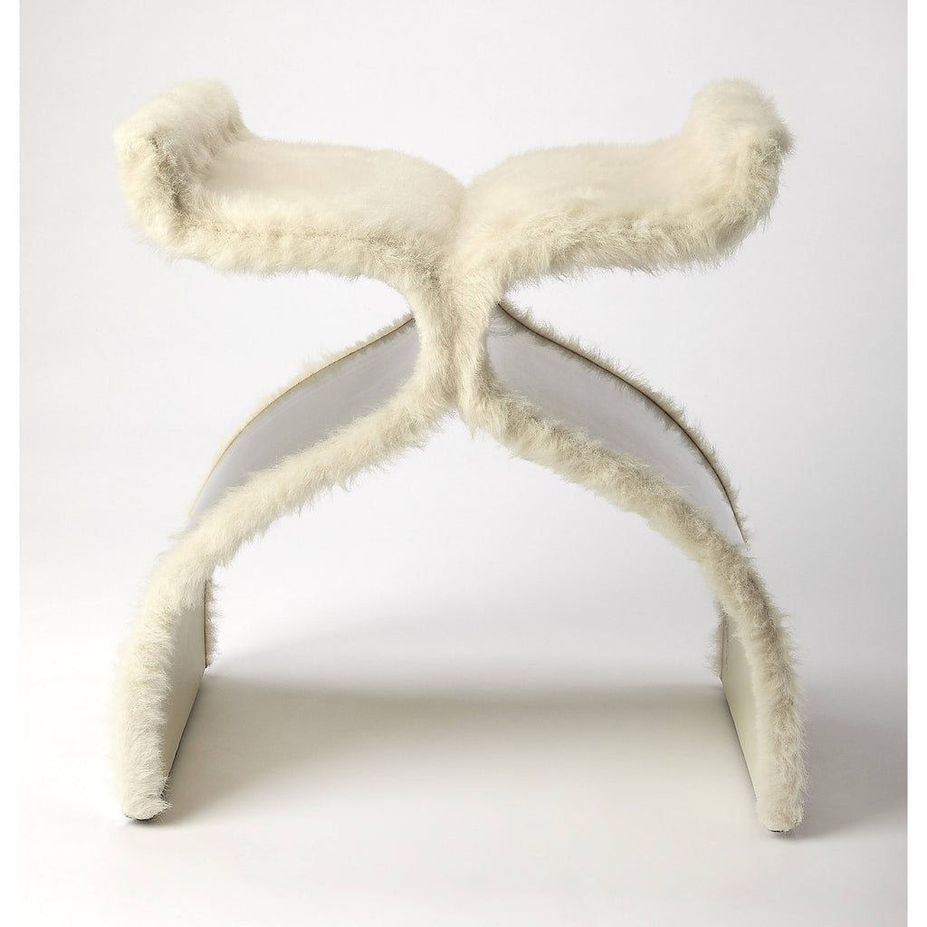 Faux Fur Silver Stool J258