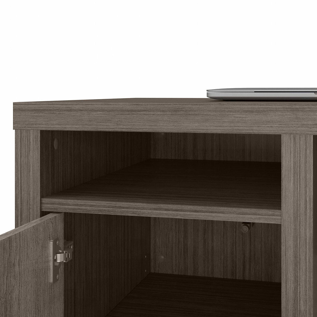 Modern Computer Desk with Storage Cabinets and Shelves Restored Gray C81071