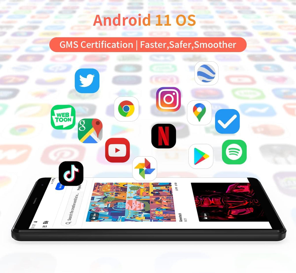 8 inch Android 11 Tablet, 3GB RAM 64GB ROM, 800 * 1280 HD Display P8169