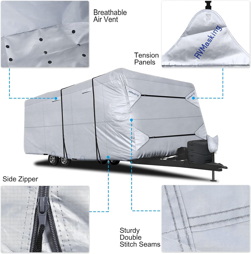 Rip-Stop RV Cover Waterproof Camper Cover with Gutter Covers F2317