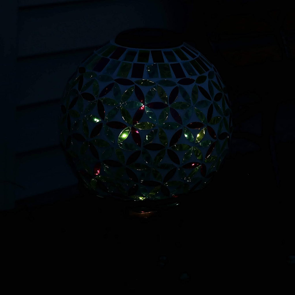 Blue 10-Inch Glass Mosaic Gazing Globe with Solar Light M7587