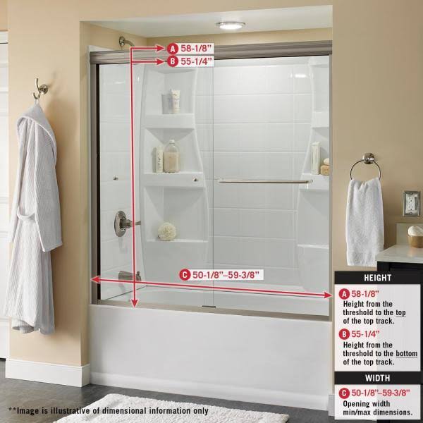 Semi-Frameless Sliding Bathtub Door in Chrome with Tranquility Glass Z231954