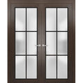 Solid French Double Doors 36 x 80 inches Wood Frosted Glass O411