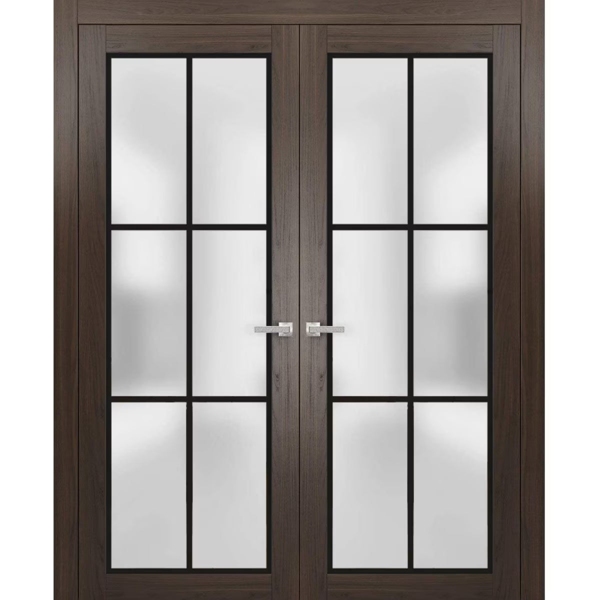 Solid French Double Doors 36 x 80 inches Wood Frosted Glass O411