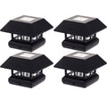 4 Pack Black Solar Powered LED Post Cap Light H776351