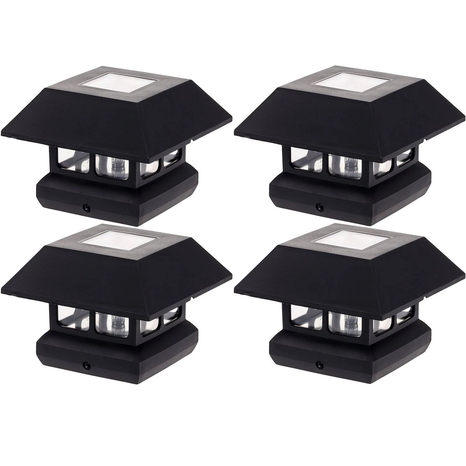 4 Pack Black Solar Powered LED Post Cap Light H776351