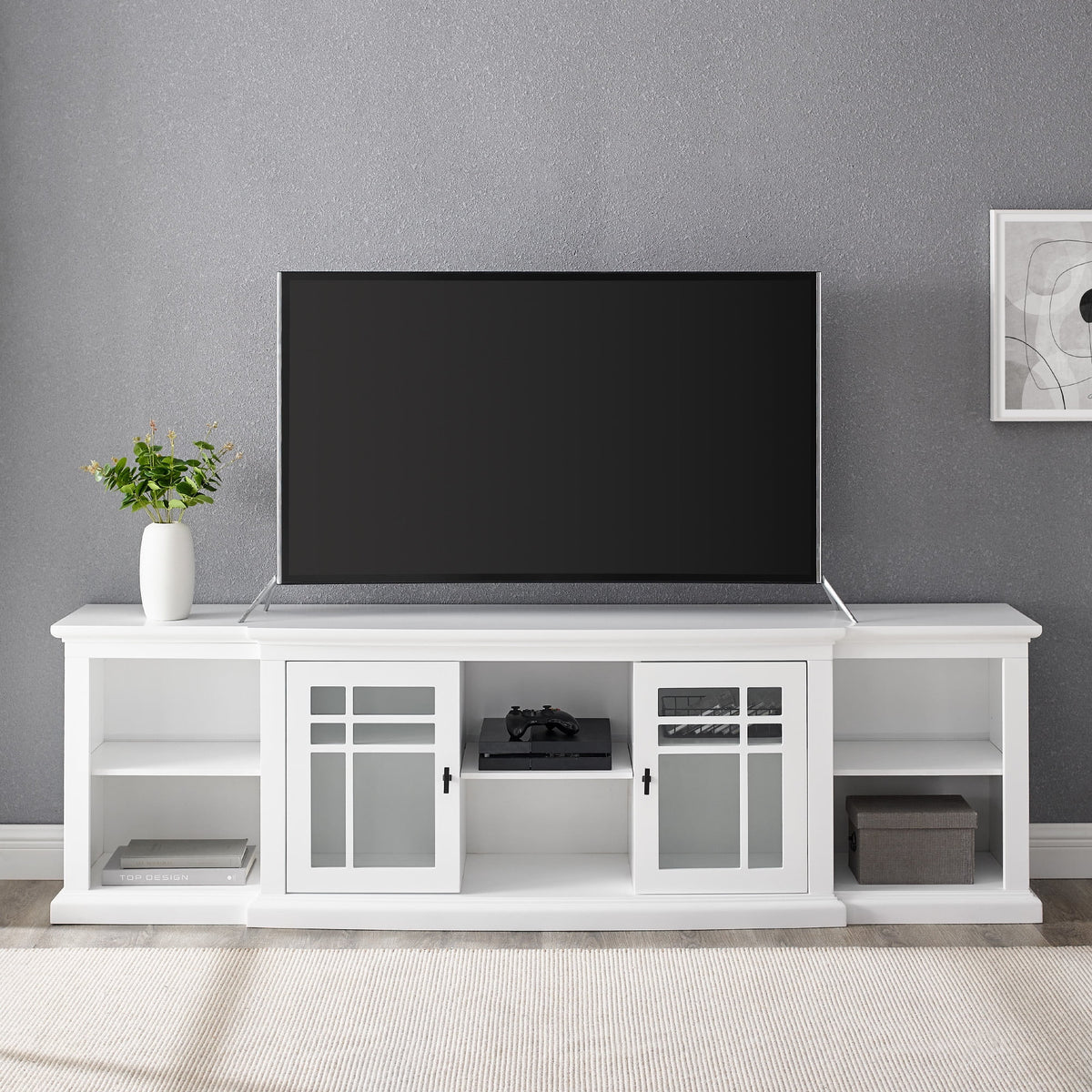 White Glass-Door TV Stand X493791