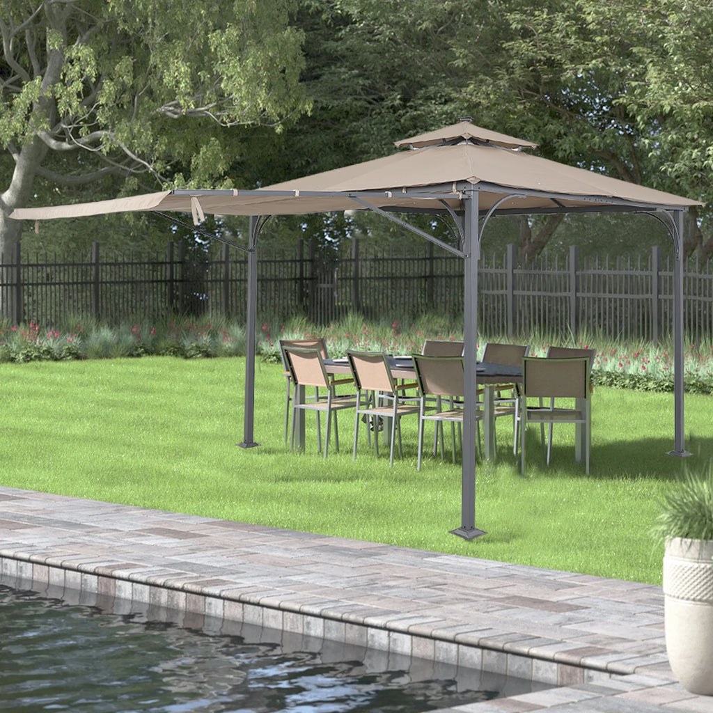 9.8ft. x 9.8ft. Outdoor Patio Gazebo with LED Light, Brown S74653