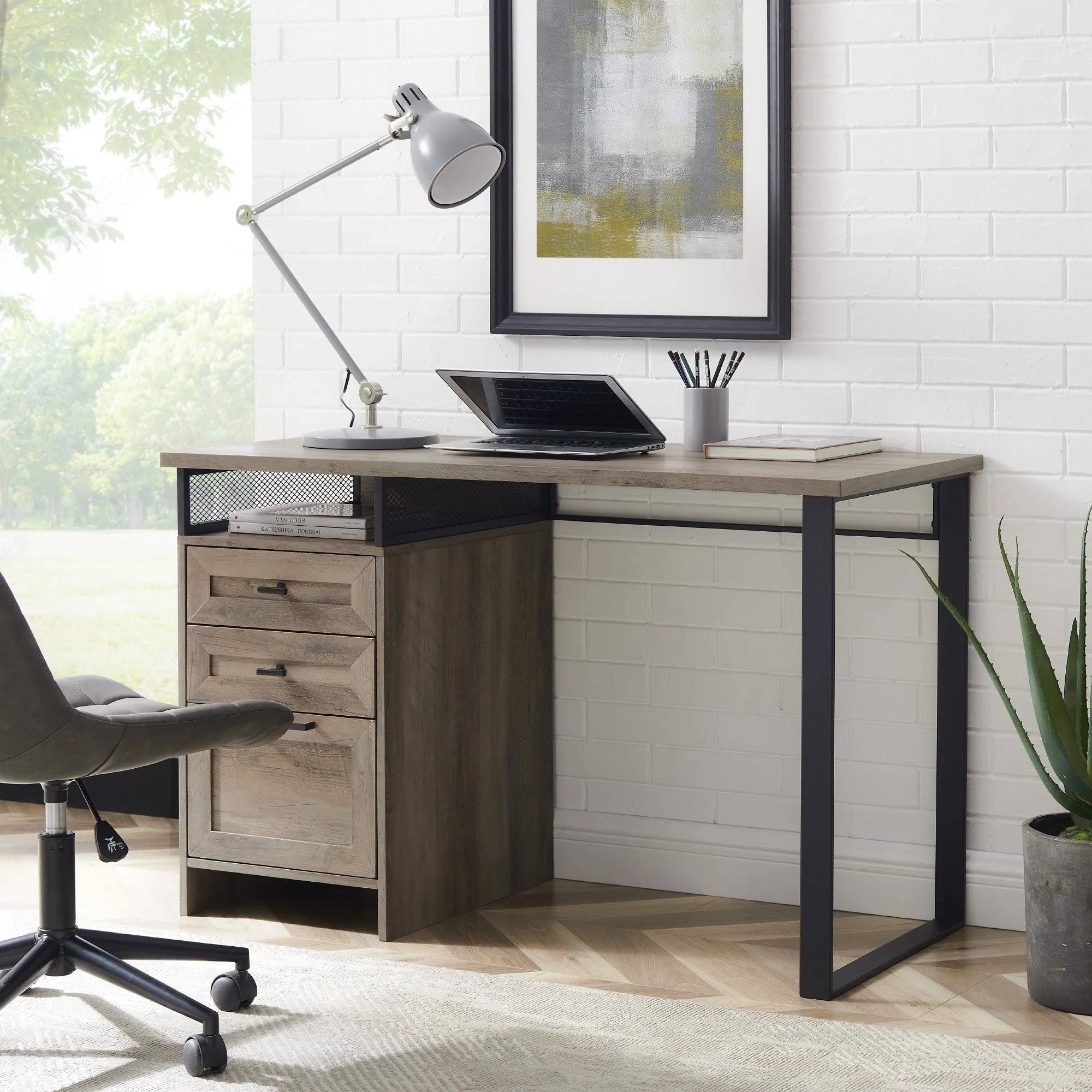 Reclaimed Barnwood 3-Drawer Writing Desk R196