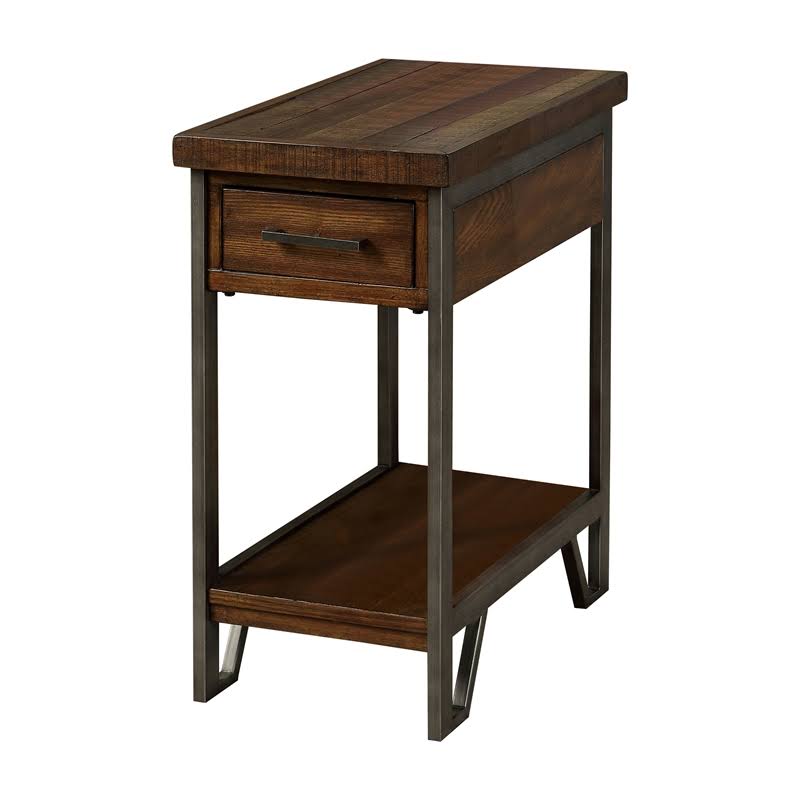 Rustic Metal Frame Side Table in Oak A223143