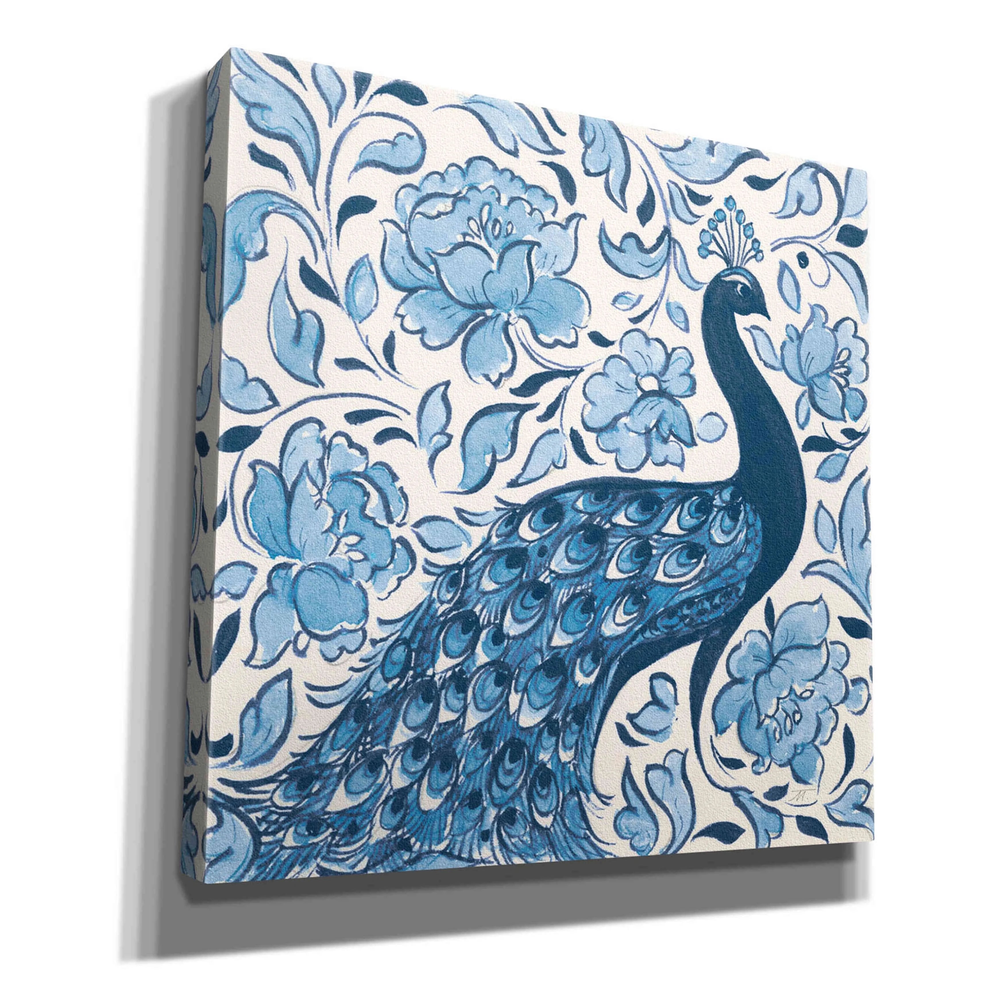 Peacock Garden IV Giclee Canvas Wall Art, 26"x26" T990014