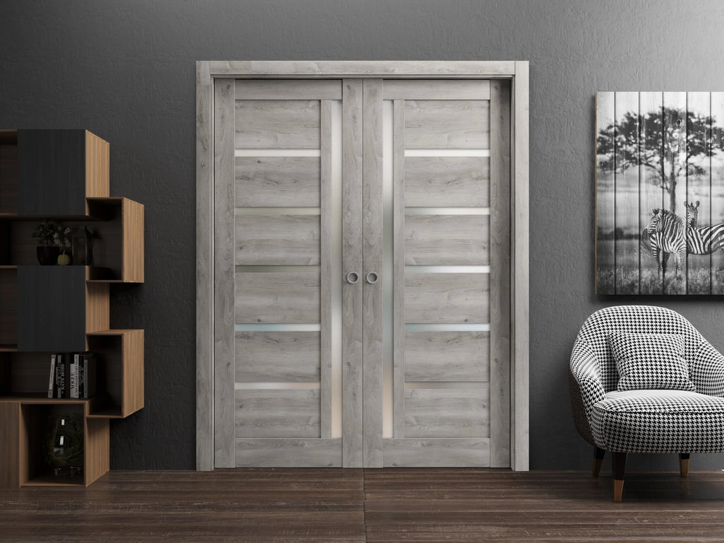 Sliding French Double Pocket Doors 60 x 80 inches Solid Wood Interior Doors X204