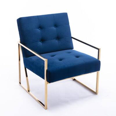 Blue Velvet Tufted Velvet Armchair A64658