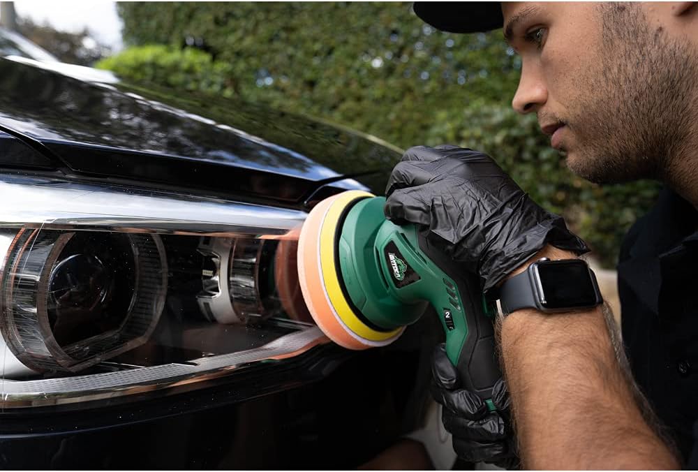 Cordless Car Buffer Polisher with 12V Lithium Rechargeable Battery Brushless Polisher with Variable Speed, 2pcs 2.0Ah Portable Buffer Kit N31368