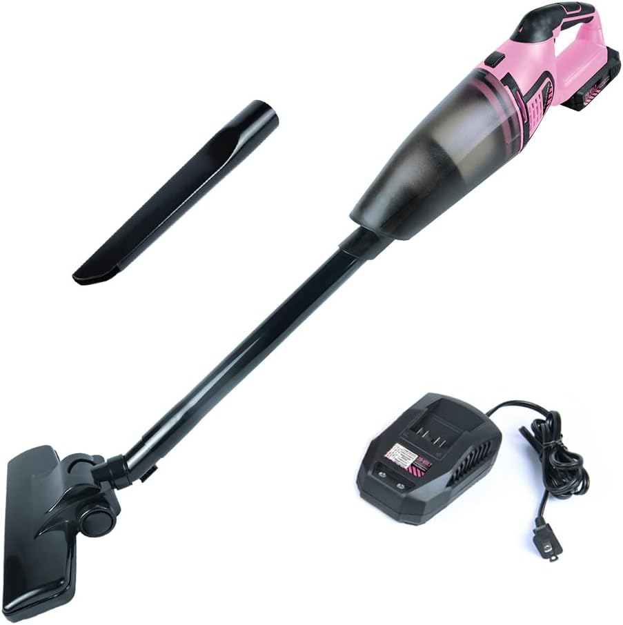Pink Cordless Stick Vacuum Cleaner with Rechargeable Battery L6137
