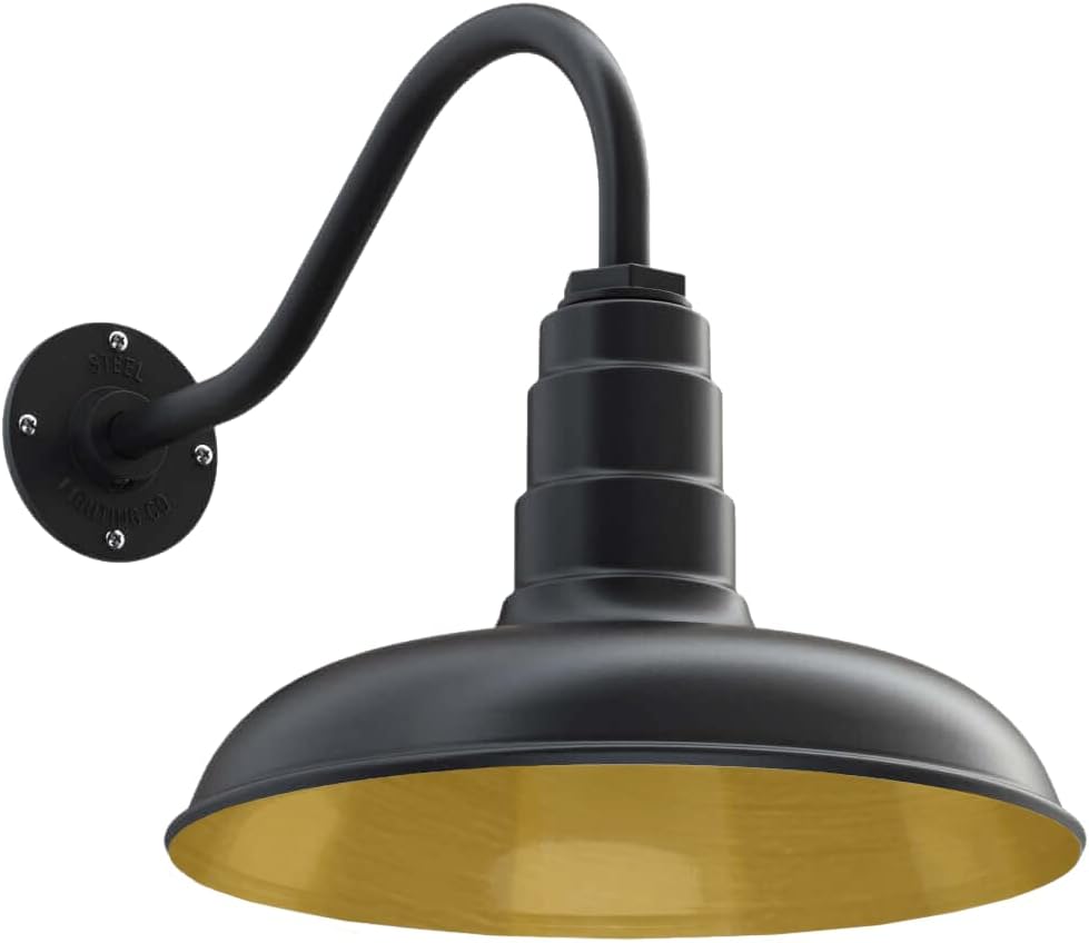 Gooseneck Barn Light with Steel Dome (11 Gooseneck, Green) Q839495
