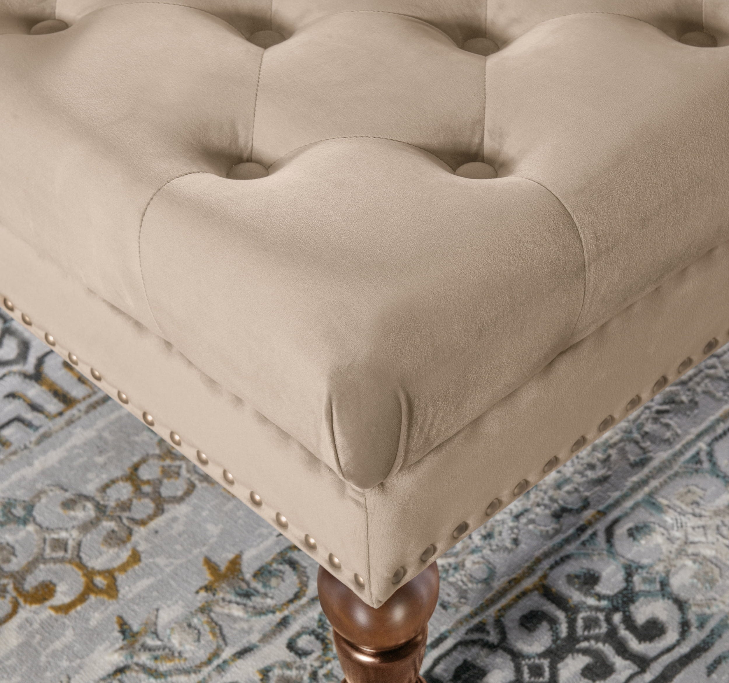 Velvet Square Tufted Ottoman M137390