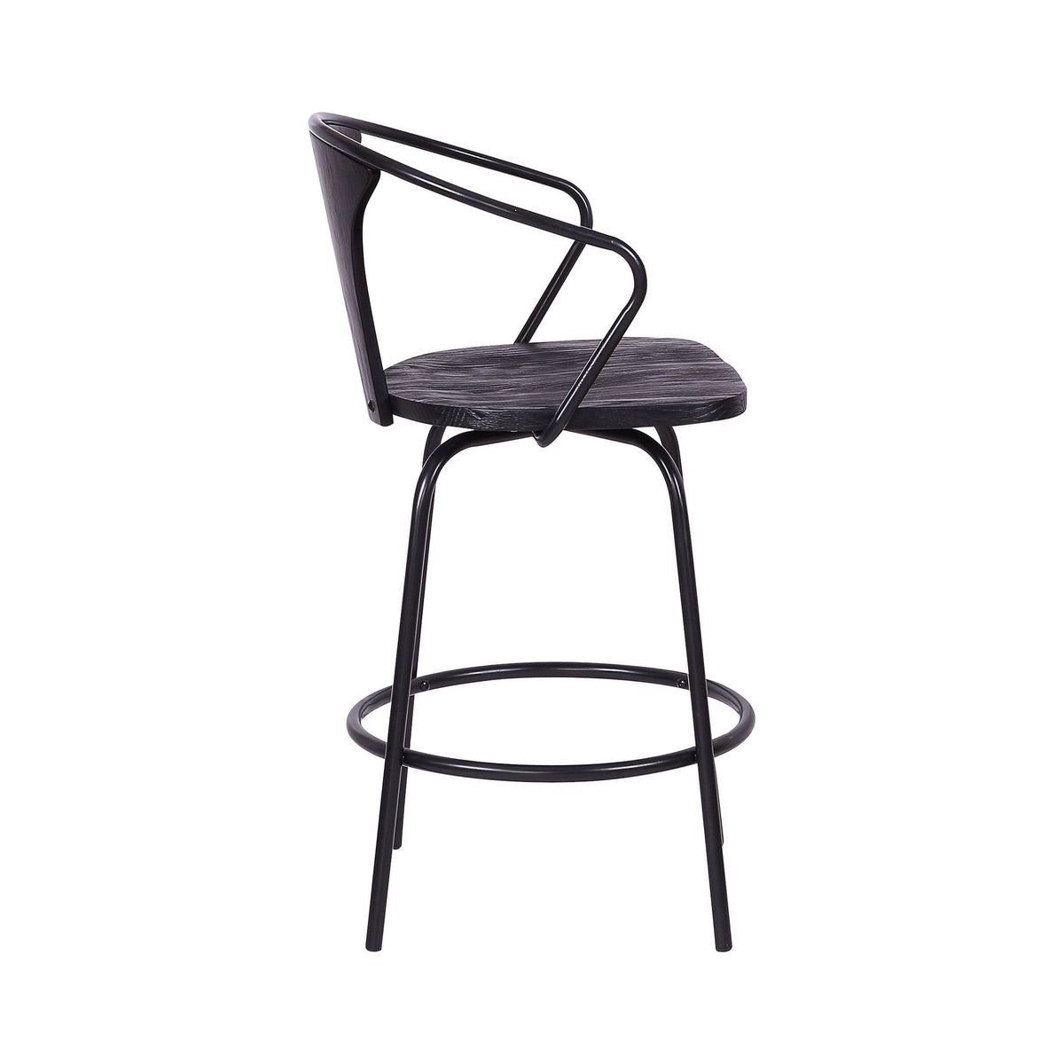 Swivel Black Wood and Metal Bar Stool N1313