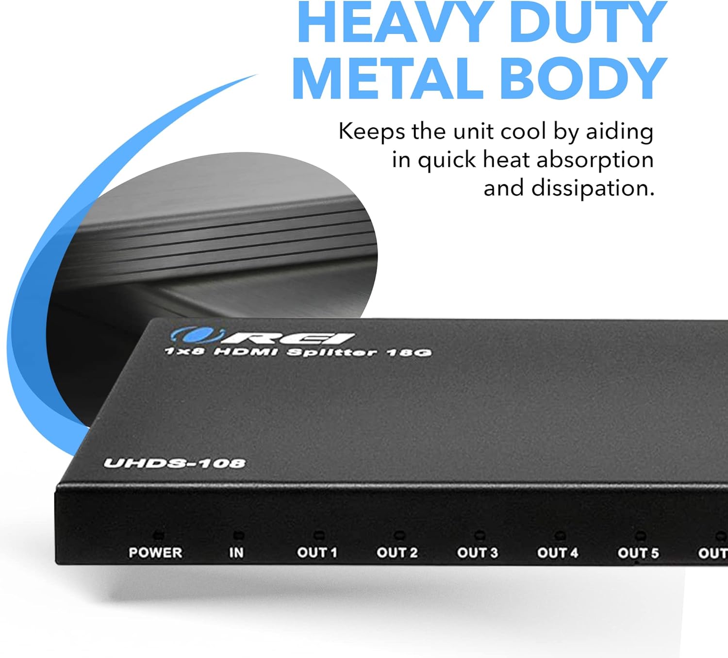 1x8 2.0 HDMI Splitter 8 Ports, 4K at 60Hz, Pack of 2 L61118