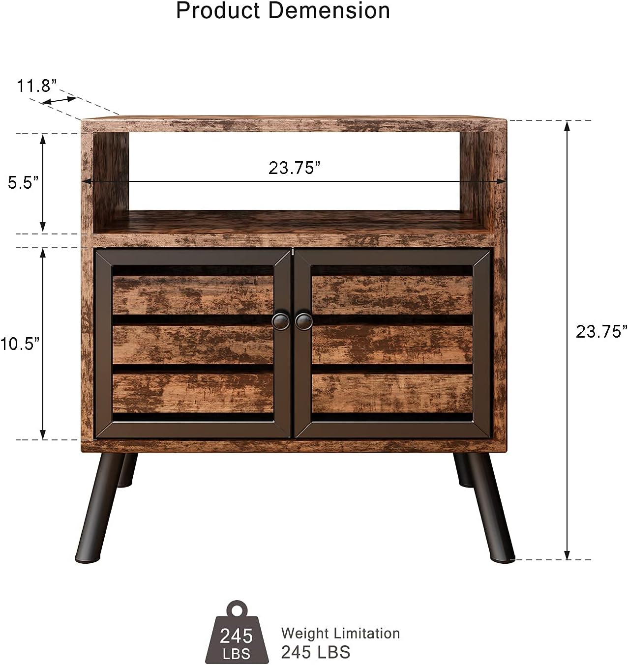 Rustic Brown Storage Sideboard Buffet Table H2421