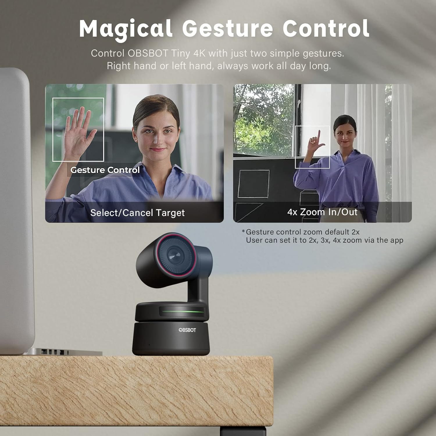 4K PTZ Webcam with Dual Omni-Directional Mic 4X Zoom Q415
