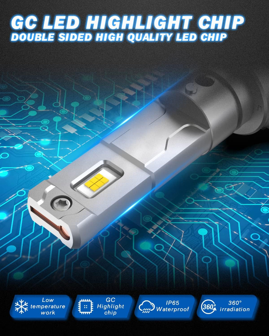 H4 LED Headlight Bulbs 9003 HB2 Hi/Lo Beam Conversion Kit 6000K-6500K Xenon White IP65 Waterproof Pack of 2 X9964