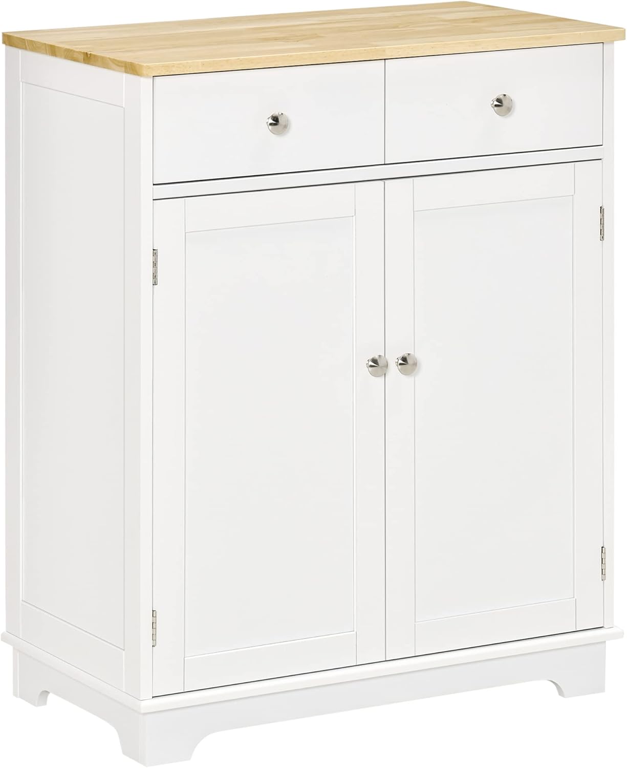 Black Kitchen Sideboard Floor Storage Cabinet with Solid Wood Top, Adjustable Shelf, Drawer P892803
