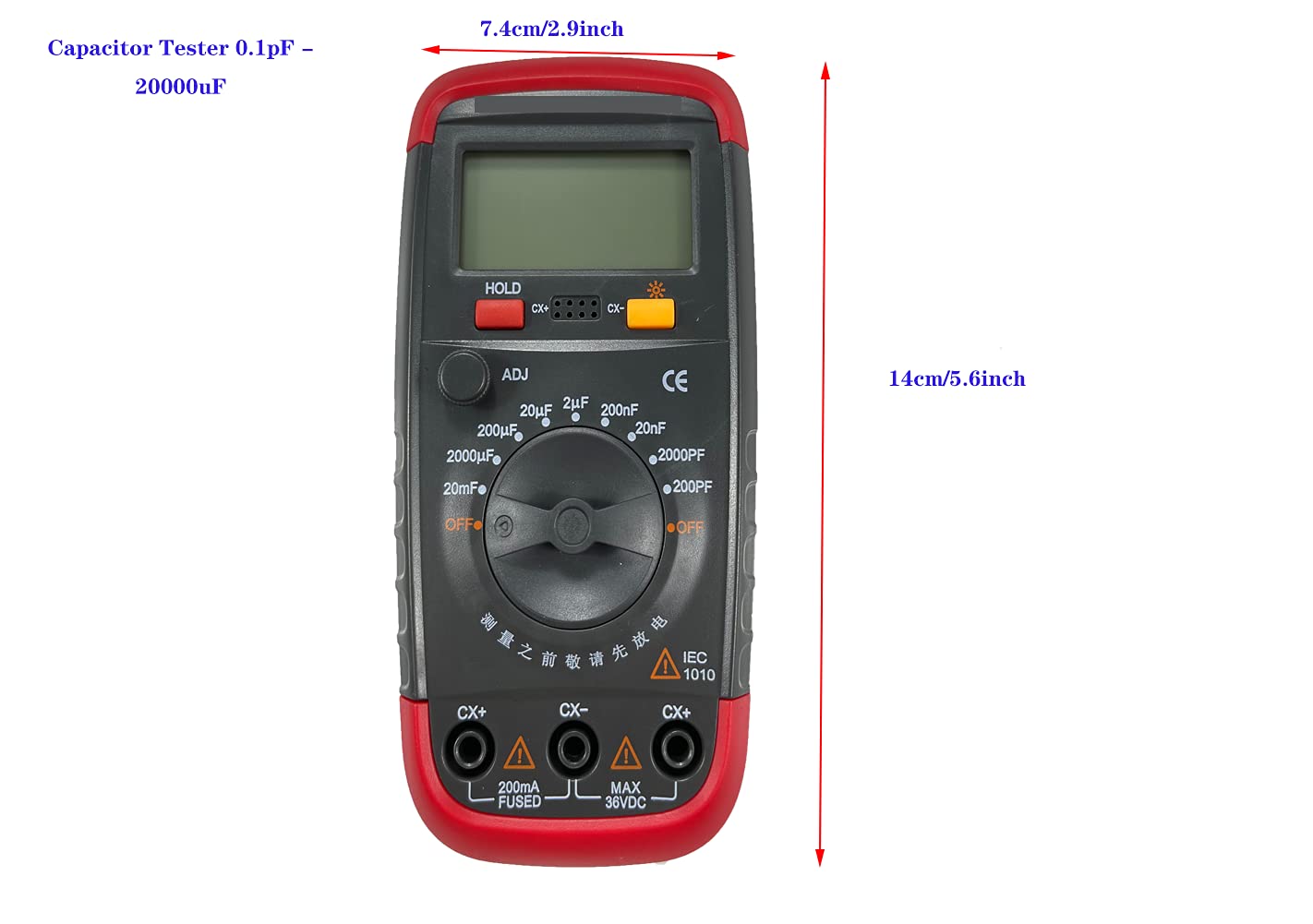 Capacitor Tester Capacitance Meter Handheld Digital with LCD Display, 0.1pF - 20000uF, Pack of 2 U4427