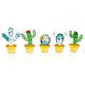 Handmade Blown Glass Cactus Figurines Desk Decorations K20946