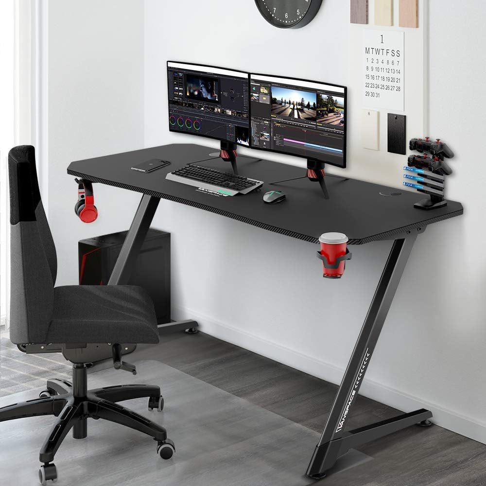 55 Inch Ergonomic Gaming Desk with Full-Covered Mouse Pad Z2296