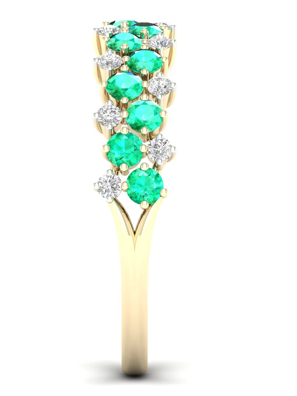 10k Yellow Gold Emerald Diamond Women's Band F78360